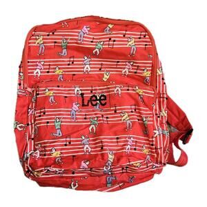 Vtg Lee Backpack Red Dancing Men Music Multi-Pocket Compartment 80s 90s Artsy